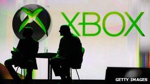 Steve Ballmer silhouette against Xbox backdrop