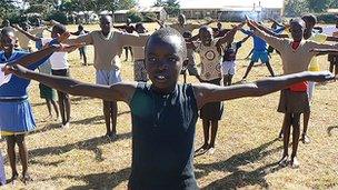 Children exercising in Iten, Kenya