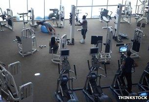 People exercising in a fitness centre