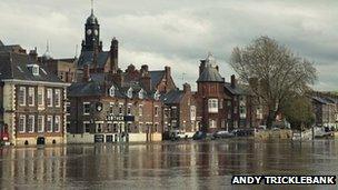 The King's Staith in York following a week of heavy rain. Photo: Andy Tricklebank
