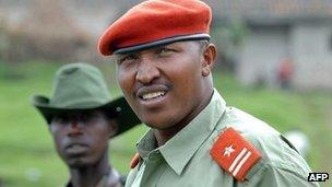 Congolese rebel leader Gen Bosco Ntaganda on 11 January 2009 at his mountain base in Kabati
