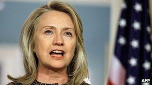 US Secretary of State Hillary Clinton at a press conference on 30 April