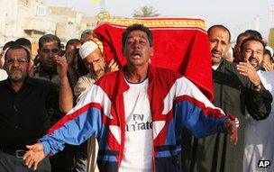 Funeral for victim of suicide attack on a mosque on 8 April 2006 in Baghdad, Iraq