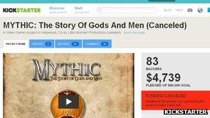 Kickstarter Mythic funding page screenshot