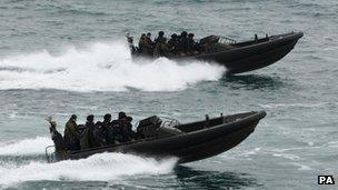 Royal Marine commandos off Weymouth and Portland on 3 May 2012