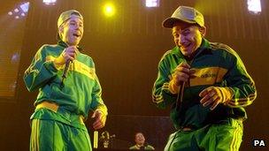 The Beastie Boys perform live on stage at Wembley Arena in north London Tuesday 7 December 2004