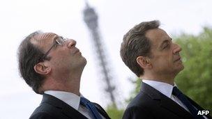 Francois Hollande and Nicolas Sarkozy