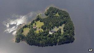 Aerial view of the island of Utoeya