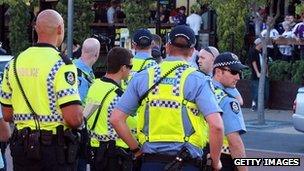 Police officers in Perth on 22 April, 2012