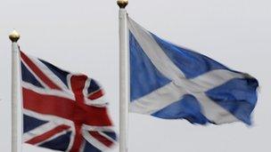 Union Jack and Scottish Saltire