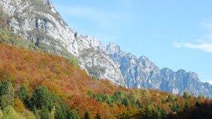 An image of the Dolomite mountains near the Italian town of Cimolais