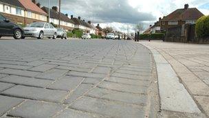 Cobbled street on Gladstone Road in Northampton