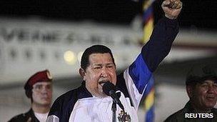 Hugo Chavez returns from Cuba. 11 May 2012