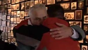 Zvika, holocaust survivor embraces Rainer Hess