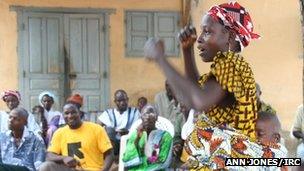 Woman speaking out against domestic violence