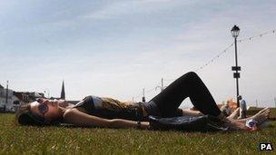 Hanna Wright sunbathing in Largs