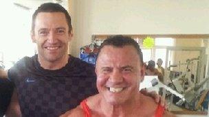Hugh Jackman at the gym with Vince D'Alessandro