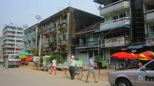 Run-down buildings in Rangoon