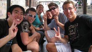 Andrew Tichenor (second from left in sunglasses) with fellow interns