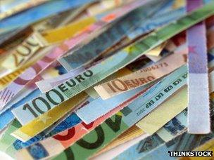 Shredded euro notes