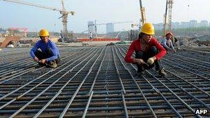 Construction workers in China
