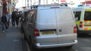 Vehicles parked on double yellow lines in Terrace Road, Aberystwyth, last year