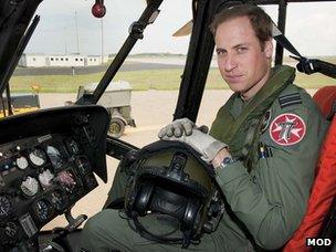 Prince William in Sea King cockpit