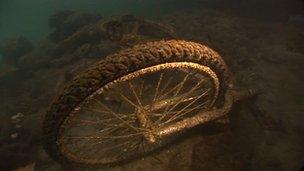 Old bicycles at the bottom of Sydney Harbour