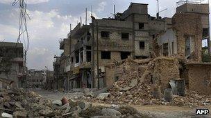 Damage in Qusayr, south-west of Homs. 20 June 2012