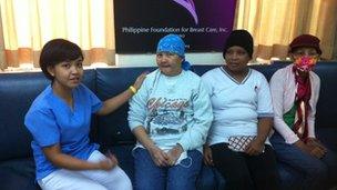 Nursing volunteer Angeline Veraga with her cancer patients