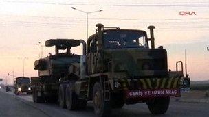 Lorry carry rocket launcher at Iskenderun, Turkey (27 June 2012)