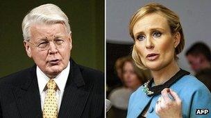 Icelandic President Olafur Ragnar Grimsson pictured with election challenger, Thora Arnorsdottir (file picture)