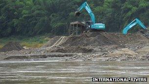 Widening of the Mekong River in Laos