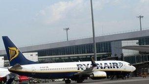 Ryanair plane at Malaga airport