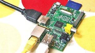 Raspberry Pi with SD memory card attached