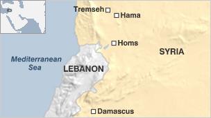 Map of Syria showing Tremseh