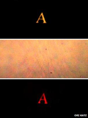 Scattered and re-imaged versions of the letter A