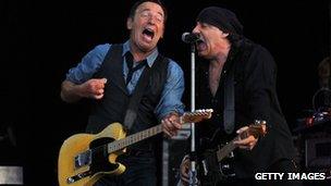 Bruce Springsteen and Steven Van Zandt performing at Hard Rock Calling