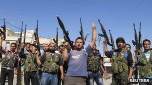 Free Syrian Army fighters in Aleppo province