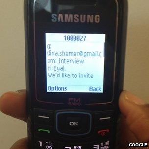 Gmail SMS demoed on a Samsung "dumb" phone