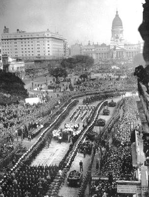 Eva Peron's funeral in Buenos Aires in 1952