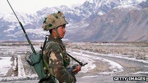 Indian soldier, Siachen glacier, amid raised tensions in 2001