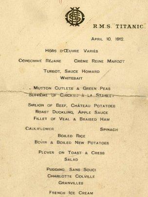 Titanic menu sells for £46,000 at auction - BBC News