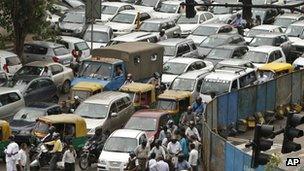 Traffic jam in Delhi, India (31 July 2012)