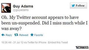 Guy Adams Twitter screenshot