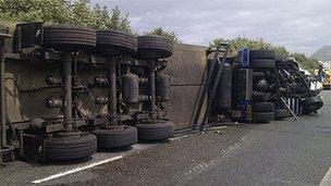 Overturned lorry Pic: Jacob Williams