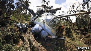 Wreck of military helicopter at Mount Kenya. 13 August 2012