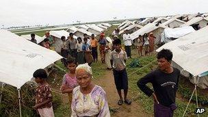 Refugees in Baw Du Pha refugee camp in Sittwe, Rakhine state. 1 August 2012