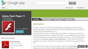 Adobe Flash in Google Play
