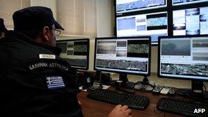 Police monitoring border cameras via computer
